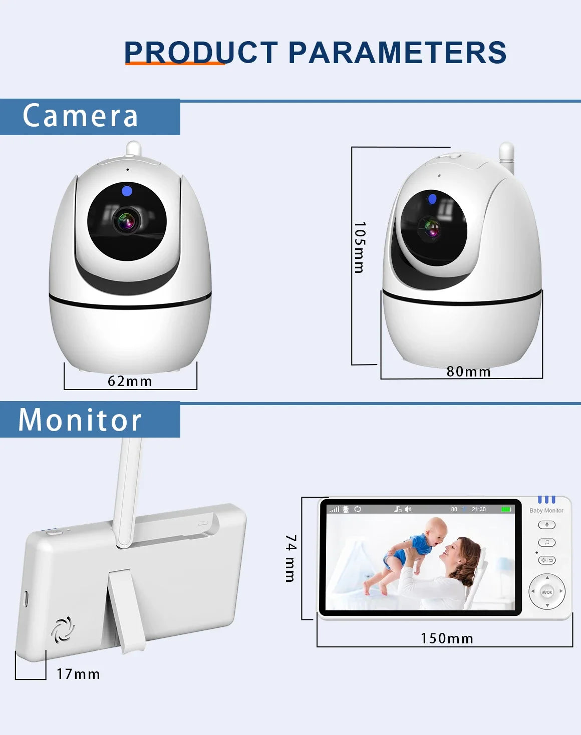 Wireless Baby Monitor with 5-Inch LCD Screen & Panoramic Camera