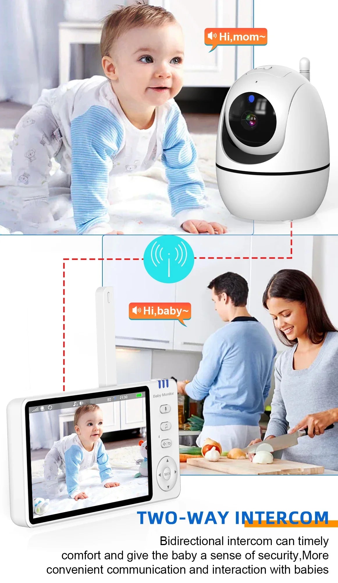 Wireless Baby Monitor with 5-Inch LCD Screen & Panoramic Camera