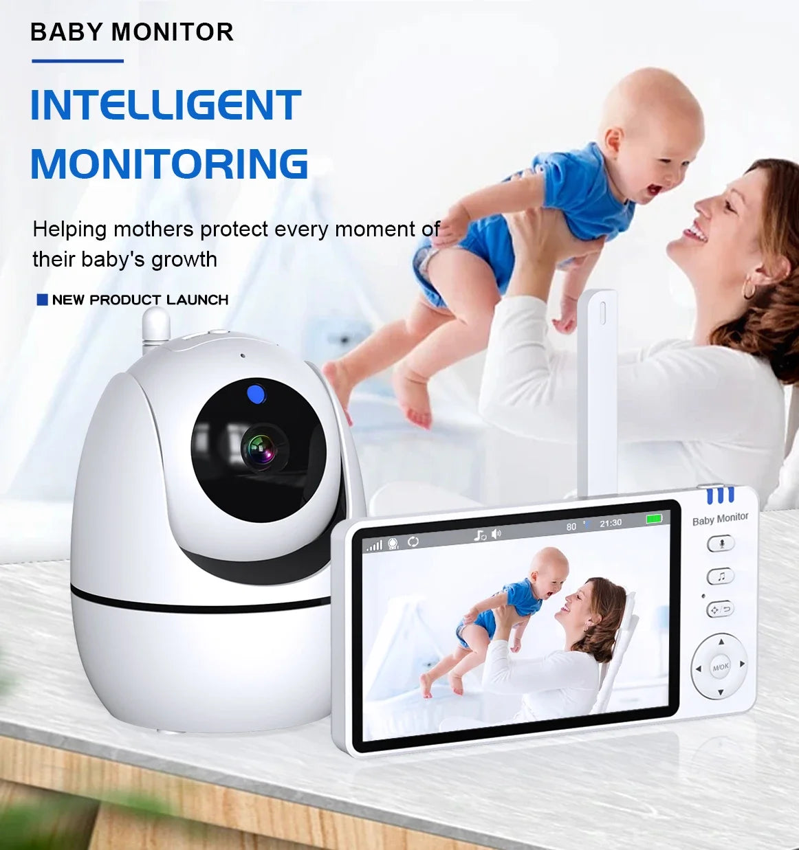 Wireless Baby Monitor with 5-Inch LCD Screen & Panoramic Camera