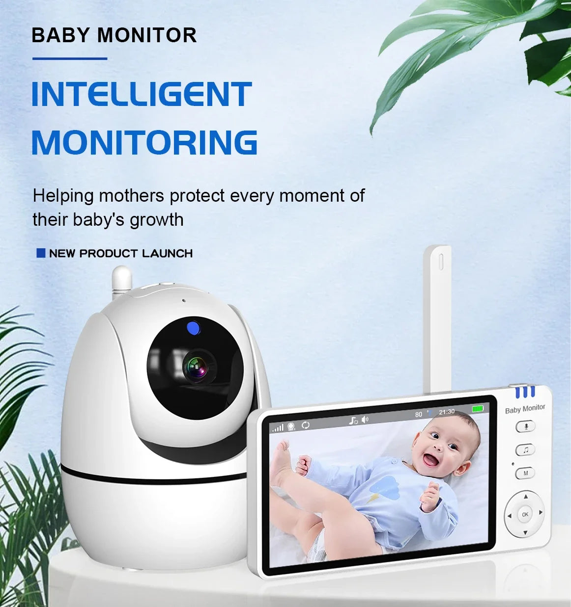 Wireless Baby Monitor with 5-Inch LCD Screen & Panoramic Camera